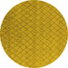 Round Machine Washable Oriental Yellow Industrial Rug, wshurb1778yw