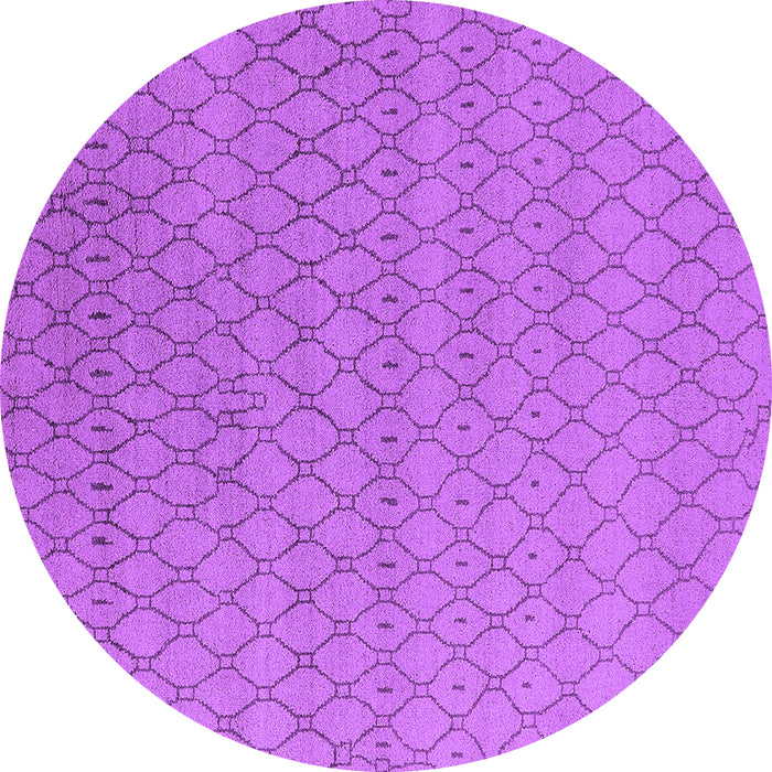 Round Machine Washable Oriental Purple Industrial Area Rugs, wshurb1778pur