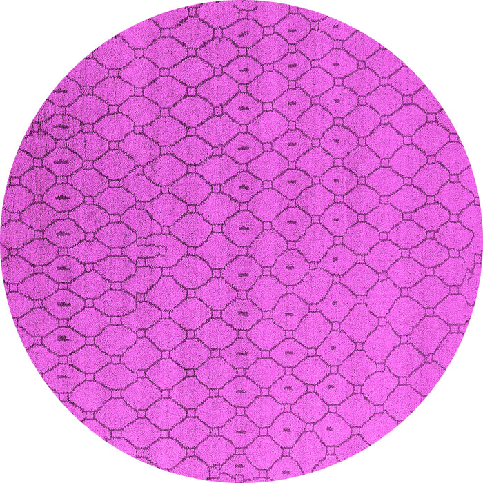 Round Machine Washable Oriental Pink Industrial Rug, wshurb1778pnk
