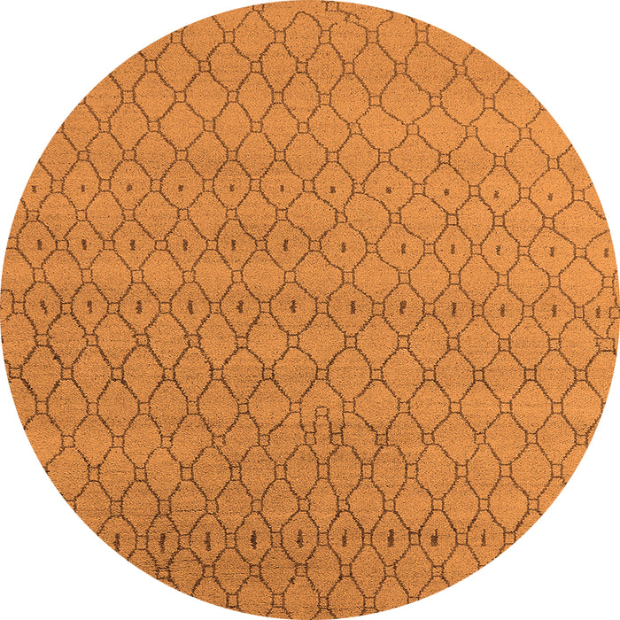 Round Machine Washable Oriental Orange Industrial Area Rugs, wshurb1778org