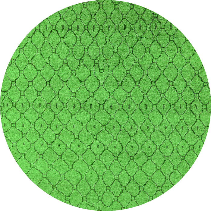 Round Machine Washable Oriental Green Industrial Area Rugs, wshurb1778grn