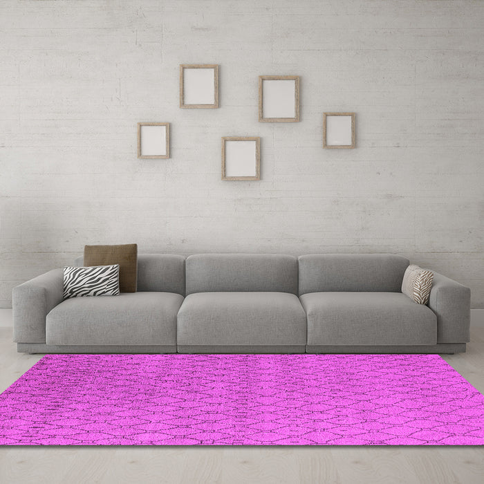 Machine Washable Oriental Pink Industrial Rug in a Living Room, wshurb1778pnk
