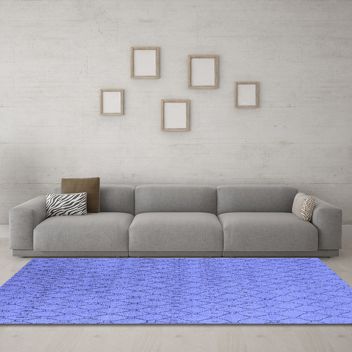 Machine Washable Oriental Blue Industrial Rug in a Living Room, wshurb1778blu