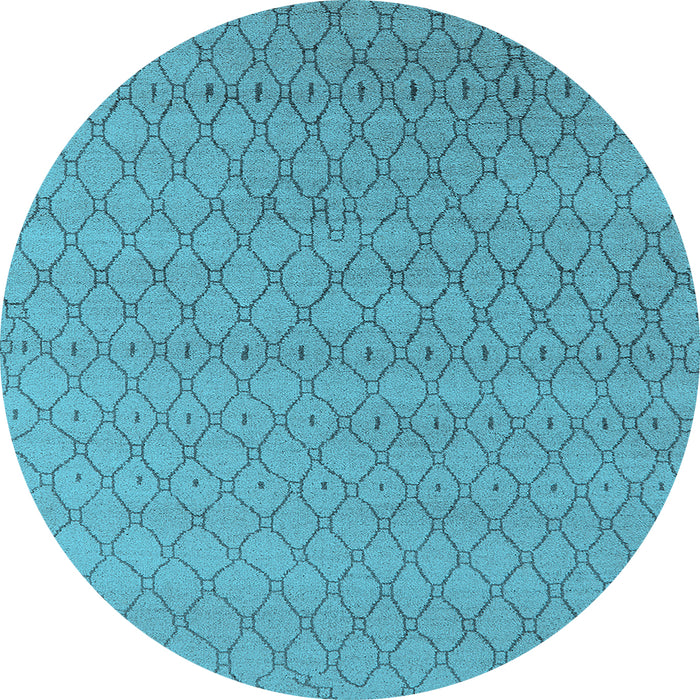 Round Machine Washable Oriental Light Blue Industrial Rug, wshurb1778lblu