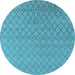 Round Machine Washable Oriental Light Blue Industrial Rug, wshurb1778lblu