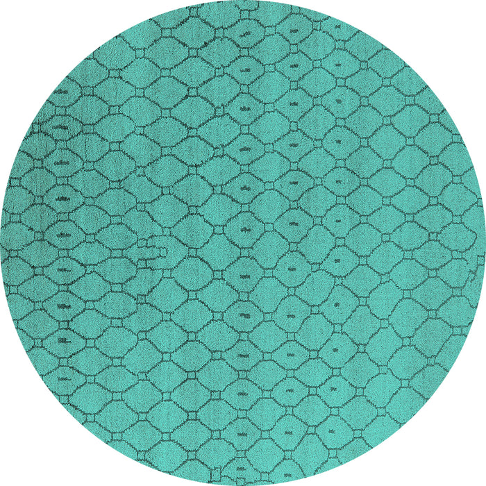 Round Oriental Turquoise Industrial Rug, urb1778turq