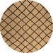 Round Machine Washable Oriental Brown Industrial Rug, wshurb1779brn