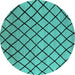 Round Oriental Turquoise Industrial Rug, urb1779turq