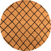 Round Machine Washable Oriental Orange Industrial Area Rugs, wshurb1779org