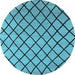 Round Machine Washable Oriental Light Blue Industrial Rug, wshurb1779lblu