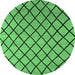 Round Machine Washable Oriental Emerald Green Industrial Area Rugs, wshurb1779emgrn