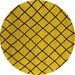 Round Machine Washable Oriental Yellow Industrial Rug, wshurb1779yw