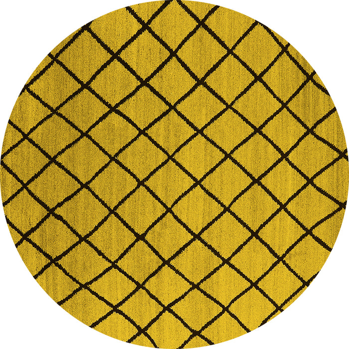 Round Oriental Yellow Industrial Rug, urb1779yw