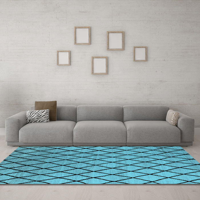 Machine Washable Oriental Light Blue Industrial Rug in a Living Room, wshurb1779lblu