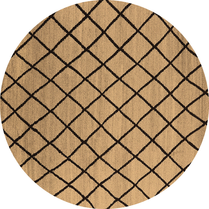 Round Oriental Brown Industrial Rug, urb1779brn