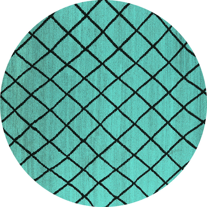 Round Machine Washable Oriental Turquoise Industrial Area Rugs, wshurb1779turq