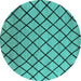 Round Machine Washable Oriental Turquoise Industrial Area Rugs, wshurb1779turq