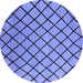 Round Machine Washable Oriental Blue Industrial Rug, wshurb1779blu