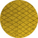 Round Oriental Yellow Industrial Rug, urb1780yw