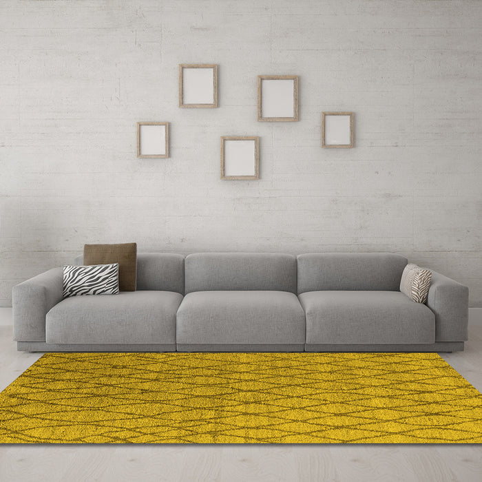 Machine Washable Oriental Yellow Industrial Rug in a Living Room, wshurb1780yw