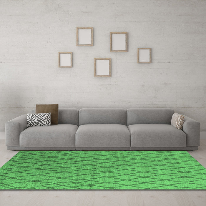Machine Washable Oriental Emerald Green Industrial Area Rugs in a Living Room,, wshurb1780emgrn