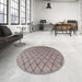 Round Mid-Century Modern Puce Purple Oriental Rug in a Office, urb1780