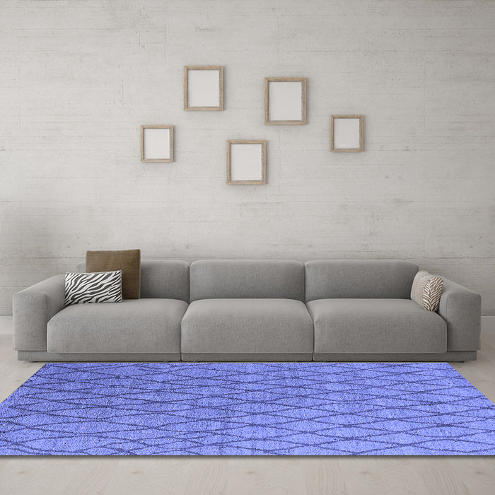 Machine Washable Oriental Blue Industrial Rug in a Living Room, wshurb1780blu