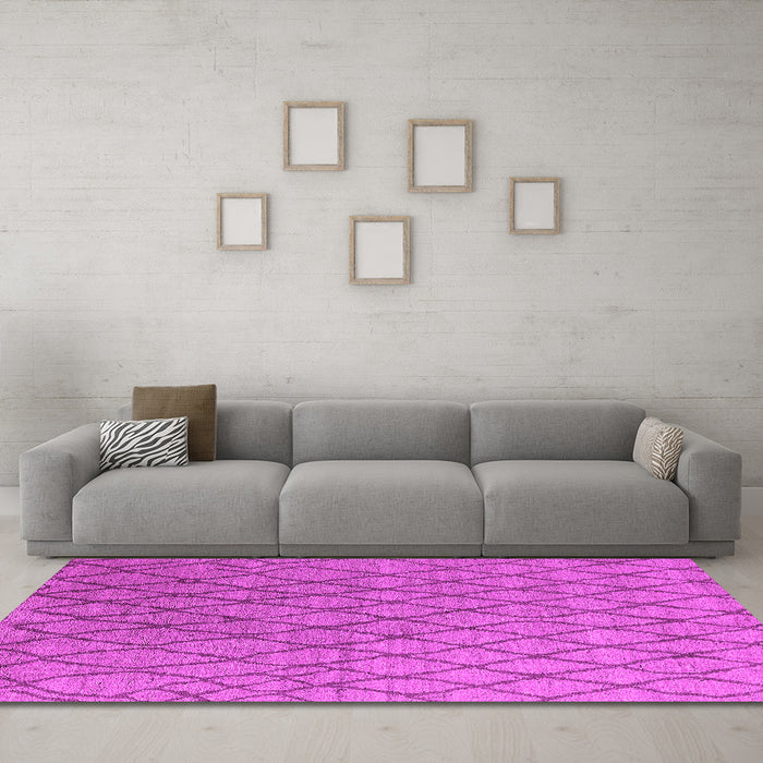 Machine Washable Oriental Pink Industrial Rug in a Living Room, wshurb1780pnk