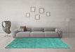 Machine Washable Oriental Turquoise Industrial Area Rugs in a Living Room,, wshurb1780turq