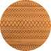 Round Machine Washable Oriental Orange Industrial Area Rugs, wshurb1781org