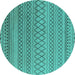 Round Oriental Turquoise Industrial Rug, urb1781turq