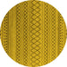 Round Oriental Yellow Industrial Rug, urb1781yw