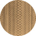 Round Oriental Brown Industrial Rug, urb1781brn