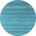 Round Oriental Light Blue Industrial Rug, urb1781lblu