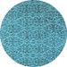 Round Oriental Light Blue Industrial Rug, urb1782lblu