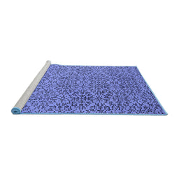 Sideview of Machine Washable Oriental Blue Industrial Rug, wshurb1782blu