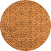 Round Machine Washable Oriental Orange Industrial Area Rugs, wshurb1782org