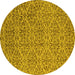 Round Oriental Yellow Industrial Rug, urb1782yw