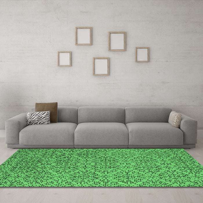 Machine Washable Oriental Emerald Green Industrial Area Rugs in a Living Room,, wshurb1782emgrn