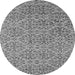 Round Machine Washable Oriental Gray Industrial Rug, wshurb1782gry