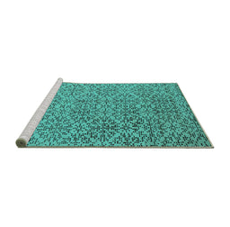 Sideview of Machine Washable Oriental Turquoise Industrial Area Rugs, wshurb1782turq