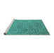 Sideview of Machine Washable Oriental Turquoise Industrial Area Rugs, wshurb1782turq