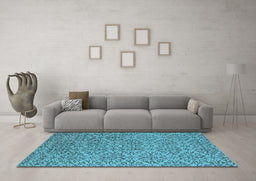 Machine Washable Oriental Light Blue Industrial Rug in a Living Room, wshurb1782lblu