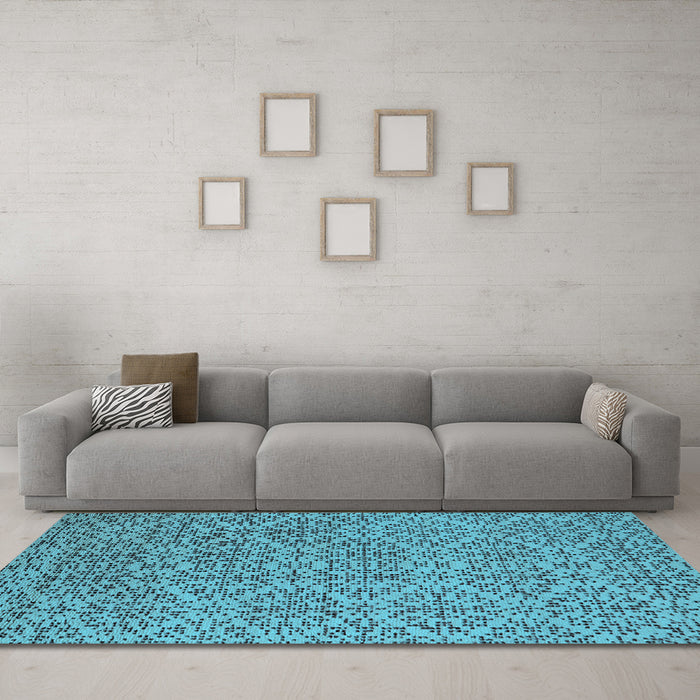 Machine Washable Oriental Light Blue Industrial Rug in a Living Room, wshurb1782lblu