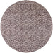 Round Mid-Century Modern Silver Pink Oriental Rug, urb1782