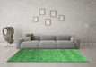 Machine Washable Oriental Emerald Green Industrial Area Rugs in a Living Room,, wshurb1783emgrn