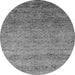 Round Machine Washable Oriental Gray Industrial Rug, wshurb1783gry