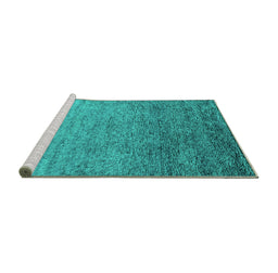 Sideview of Machine Washable Oriental Turquoise Industrial Area Rugs, wshurb1783turq