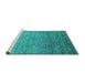 Sideview of Machine Washable Oriental Turquoise Industrial Area Rugs, wshurb1783turq