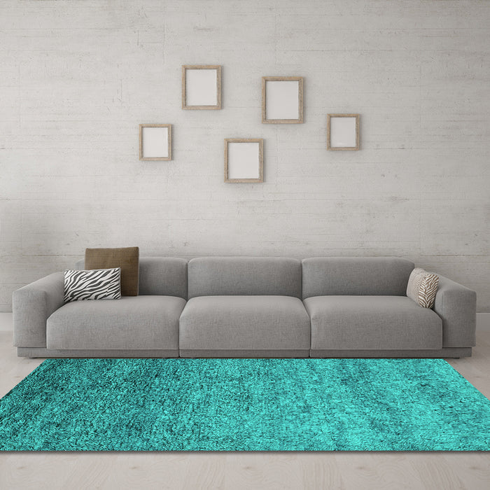 Machine Washable Oriental Turquoise Industrial Area Rugs in a Living Room,, wshurb1783turq